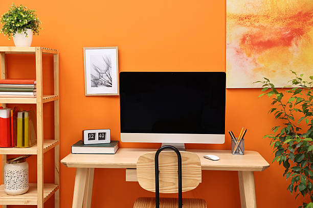 Comfortable workplace with modern computer on wooden table indoors