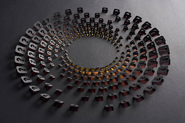 istock Conceptual Question Mark Mandala Cut Paper Sculpture in Dark Studio Setting 2252059931
