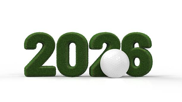 istock 2026 new year digits covered with grass with golf ball. golf concept. 3D rendering 2252067735