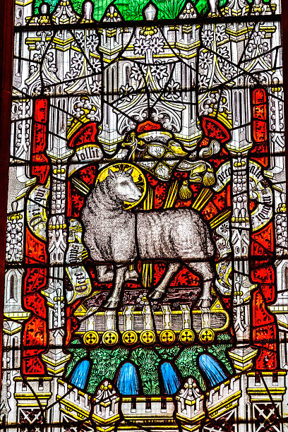 The colorful stained glass window inside the St. Mary's Episcopal Church, Sagada, Luzon, Philippines 2024