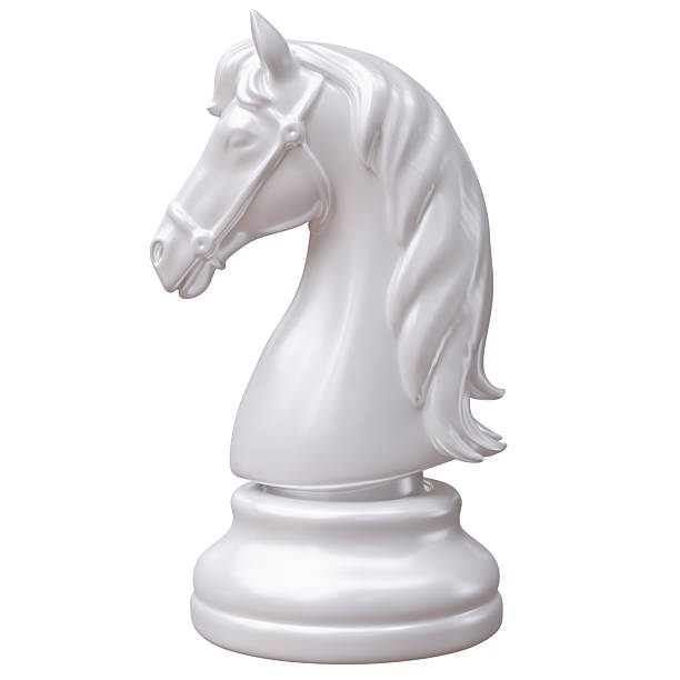 istock Chess knight, white color chess piece isolated on white, Business strategy, 3d 2252082627