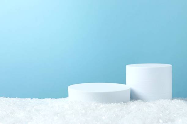 istock Beautiful composition with podium and white snow 2252083111