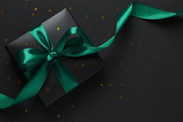 istock Beautiful gift box on black background 2252083137