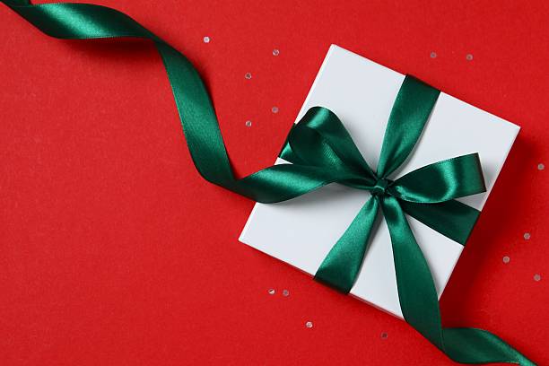 istock Beautiful gift box on color background 2252083581