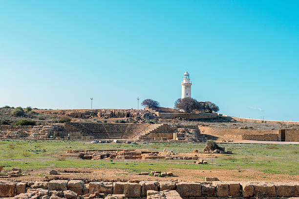 Lighthouse in the Archaeological park in Paphos, Cyprus.