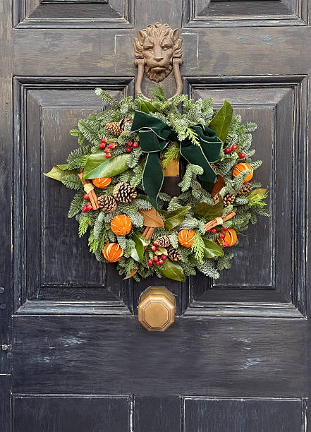 istock Christmas Yule Wreath on  a n Victorian door 2252087876
