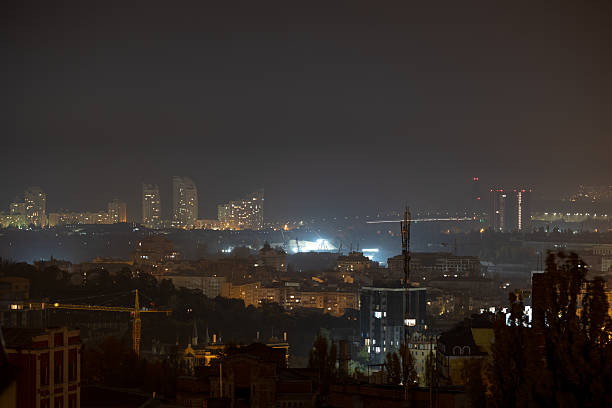 istock Panoramic night view of Kyiv skyline with bridge 2252089433