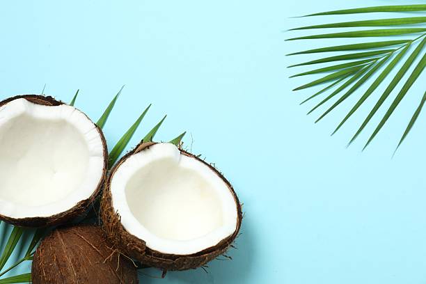 istock Coconut on color background, top view 2252090668
