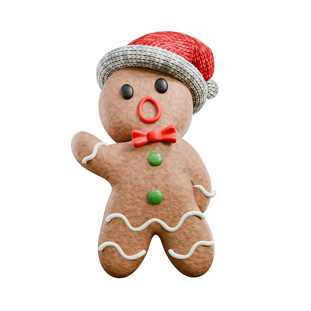 istock Gingerbread man singing wearing Santa hat 3D 2252097746
