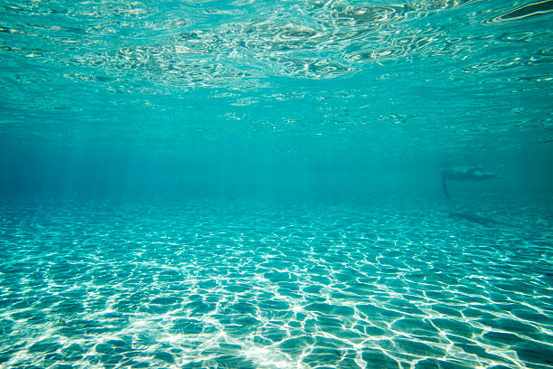 istock Underwater scene with endless horizon below the turquoise sea 2252102875