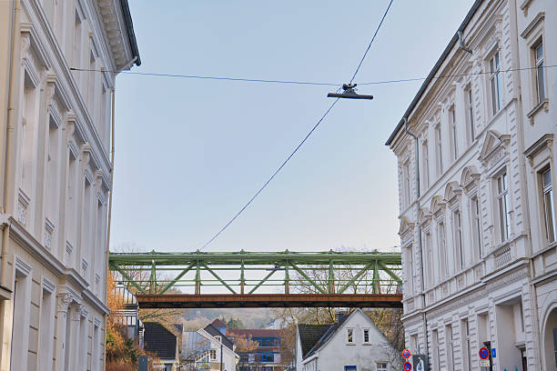 Wuppertal Schwebebahn Monorail Between Historic Buildings