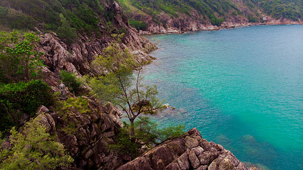istock Aerial View Rocky Coastline, Clear Turquoise Water, Sandy Beach 2252104677