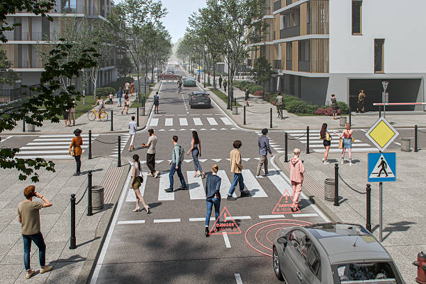 istock Car Ai assisted system identifying pedestrians on the street 2252106782