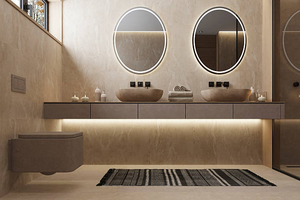 istock Japandi Spa Bathroom Interior with Pine Wood and White Stone Spa Elements Day Scene 2252113191