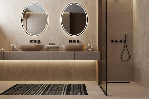 istock Japandi Spa Bathroom Interior with Pine Wood and White Stone Spa Elements Day Scene 2252113201