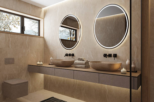 istock Japandi Spa Bathroom Interior with Pine Wood and White Stone Spa Elements Day Scene 2252113219