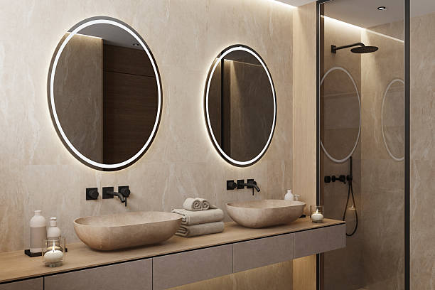 istock Japandi Spa Bathroom Interior with Pine Wood and White Stone Spa Elements Day Scene 2252113222
