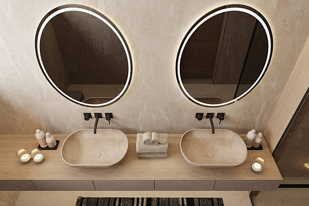 istock Japandi Spa Bathroom Interior with Pine Wood and White Stone Spa Elements Day Scene 2252113241