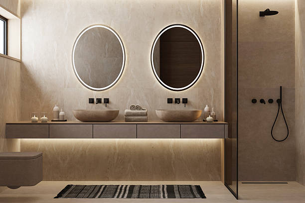 istock Japandi Spa Bathroom Interior with Pine Wood and White Stone Spa Elements Day Scene 2252113378