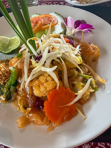 Vegetarian Pad Thai with Fresh Vegetables and Lime