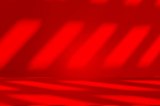 istock Studio style background wall decoration presentation uses white and red tones. with shadows cast from a nearby window, concept creating a decorative 2252124441