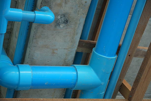 Sanitary system pipeline in construction site building under condo building site