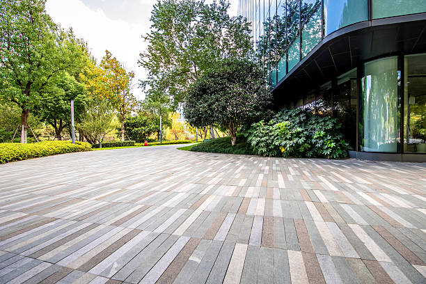 istock Open space in front of the modern eco-friendly office building 2252130895