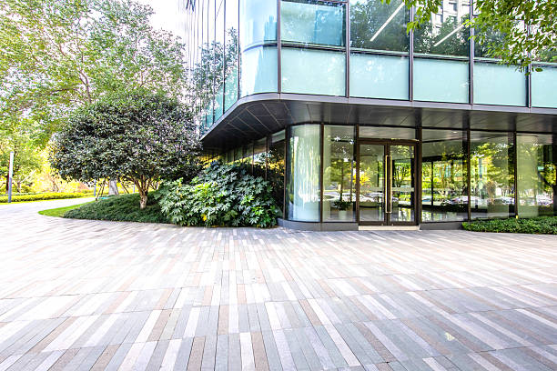 istock Open space in front of the modern eco-friendly office building 2252130995