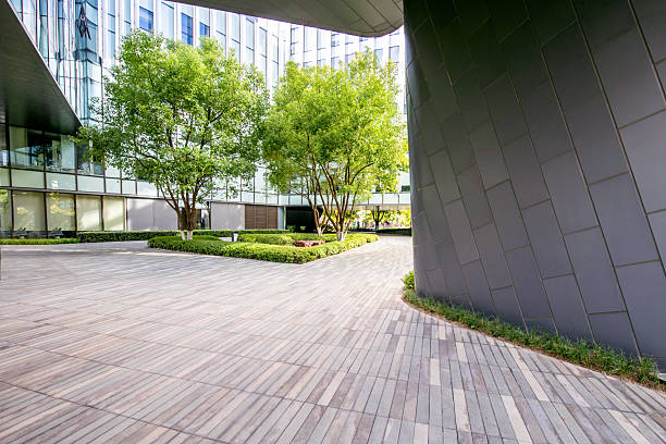 istock Open space in front of the modern eco-friendly office building 2252131124