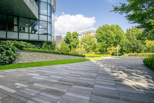 istock Open space in front of the modern eco-friendly office building 2252131166