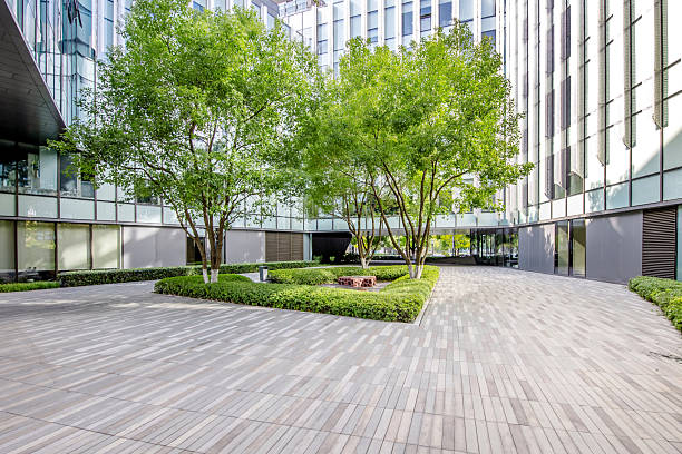 istock Open space in front of the modern eco-friendly office building 2252131177
