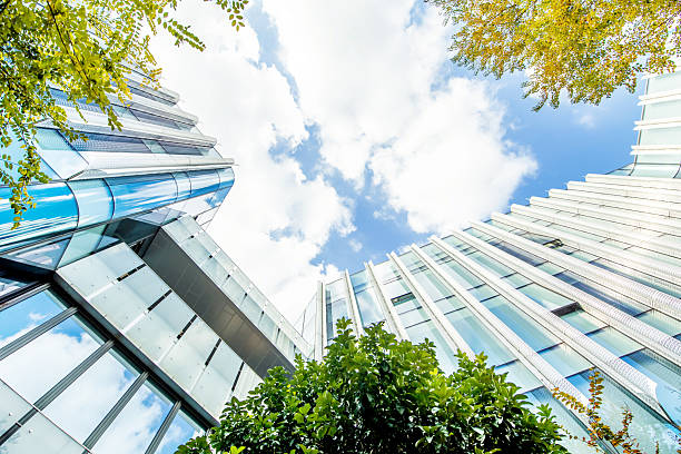 istock Bottom view of modern eco city 2252131456