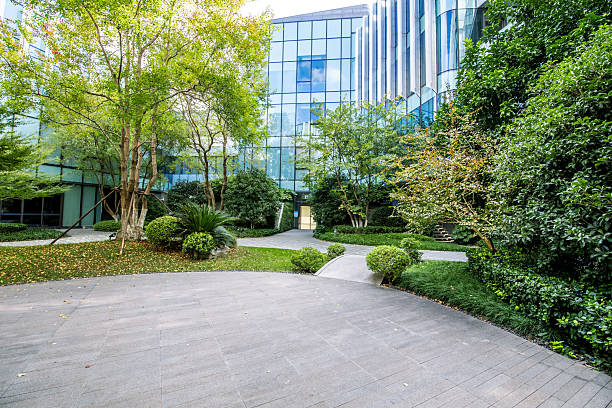 istock Open space in front of the modern eco-friendly office building 2252131532