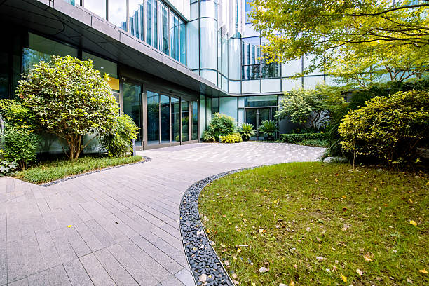 istock Open space in front of the modern eco-friendly office building 2252131631