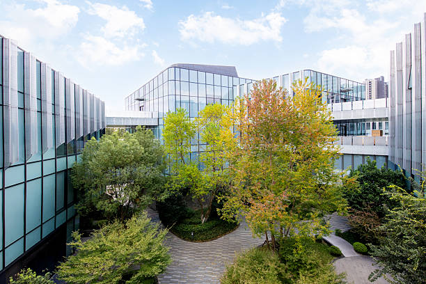 istock Open space in front of the modern eco-friendly office building 2252131650