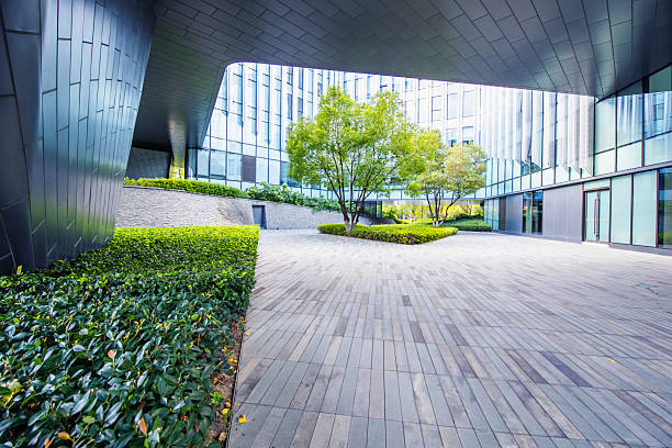 istock Open space in front of the modern eco-friendly office building 2252132272
