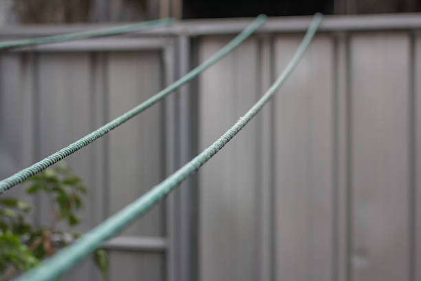 two clotheslines, which are used for air-drying laundry outdoors