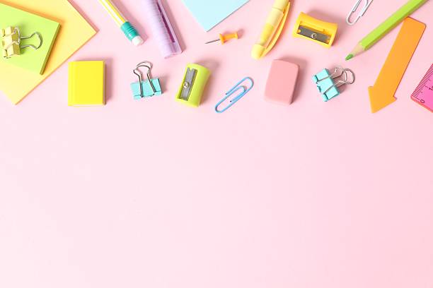 istock School supplies on color background 2252139815
