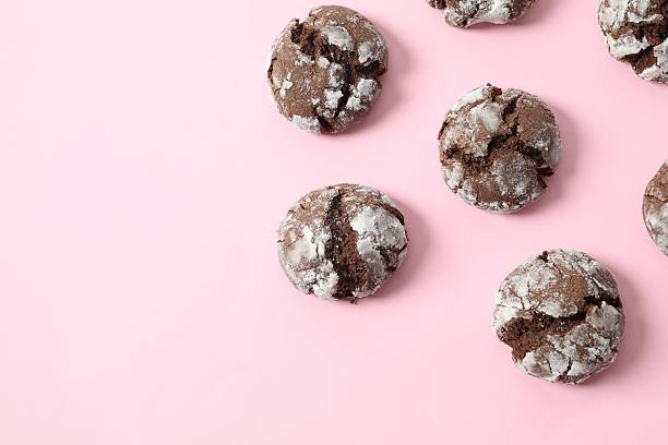istock Delicious brownie cookies on color background 2252140228