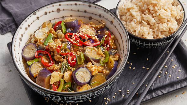 istock Eggplant in Szechuan sauce with rice 2252141558