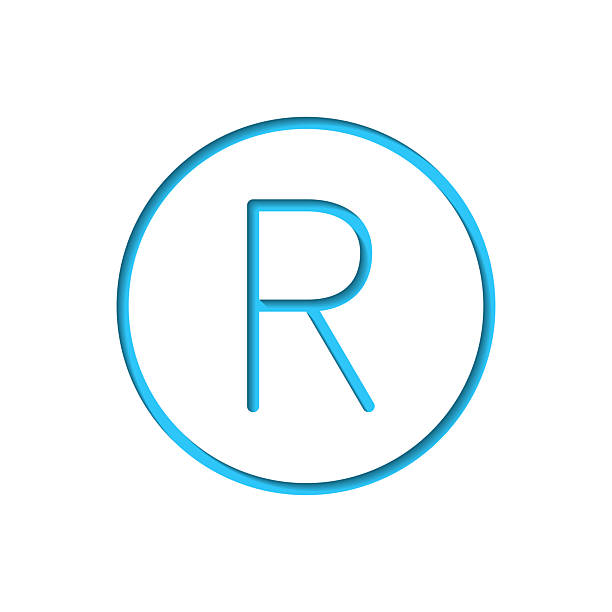 istock Registered trademark. Icon cut out on white paper with blue background 2252147145