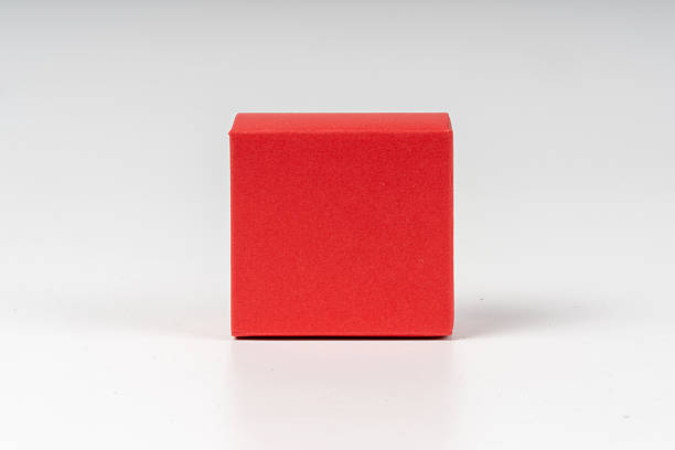 A red paper food packaging box with a white background