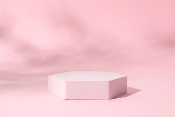 istock Pink podium on color background 2252151374