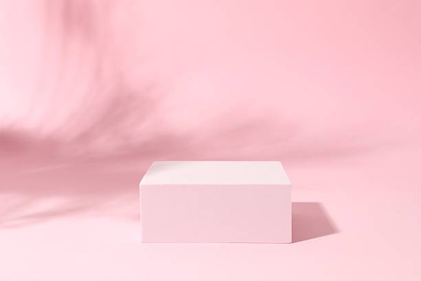 istock Pink podium on color background 2252151376