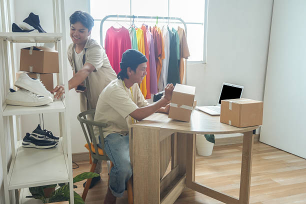 Young Entrepreneurs Diligently Preparing Orders for Online Store Fulfillment