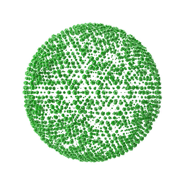Abstract Green Sphere Composed of Numerous Small Cubes