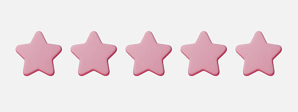 istock 3D pink star icon set isolated on white background for rating and review concepts. Pink star symbols show five star rating, quality and feedback for apps, services and web design 2252159419