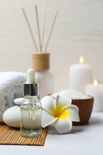 istock Beautiful spa composition on the table. Natural cosmetic products, close-up 2252160034