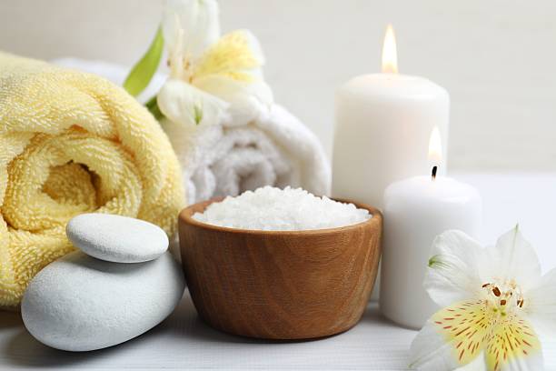 istock Beautiful spa composition on the table. Natural cosmetic products, close-up 2252160035