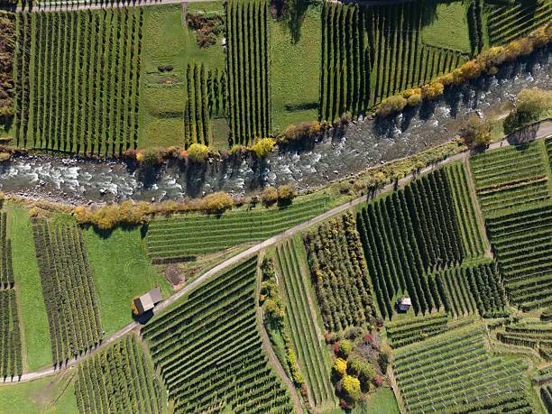 Trentino - aerial view - Val di Sole, Val di Pejo , fiume Noce